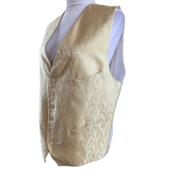 Robert Talbott Yellow Gold Paisley 4 Pocket Button Down Vest medium M Unisex - Picture 3 of 6